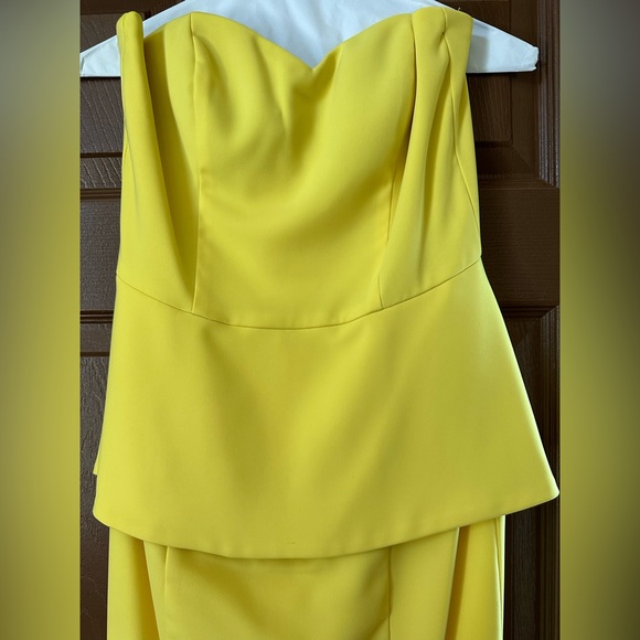 Nicole Bakti Yellow Strapless Peplum Gown Size M - Picture 5 of 5